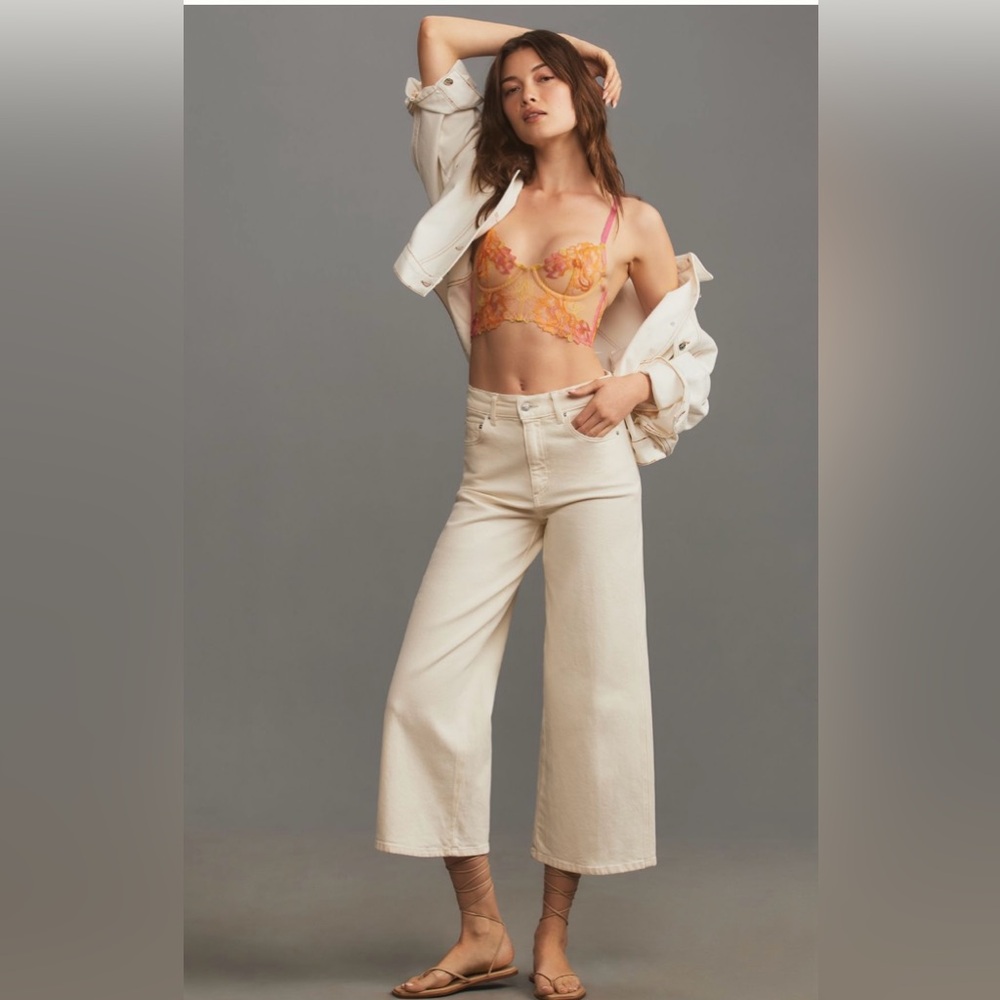 By Anthropologie Embroidered Floral Lace Corset Top - Picture 3 of 10